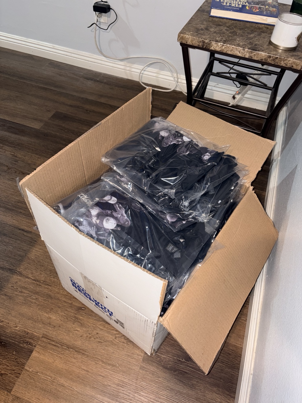 Packed custom apparel order